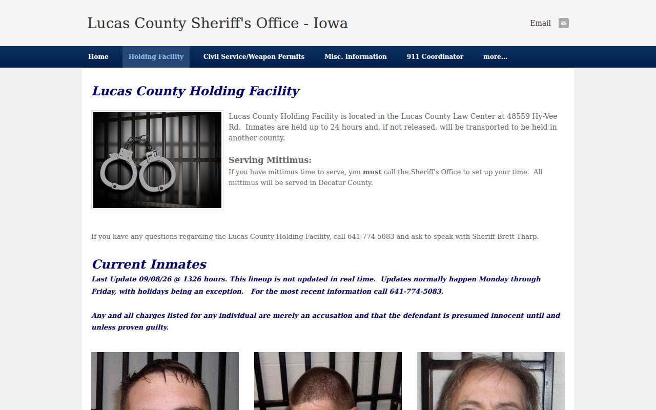 Lucas County warrant check holding facility information