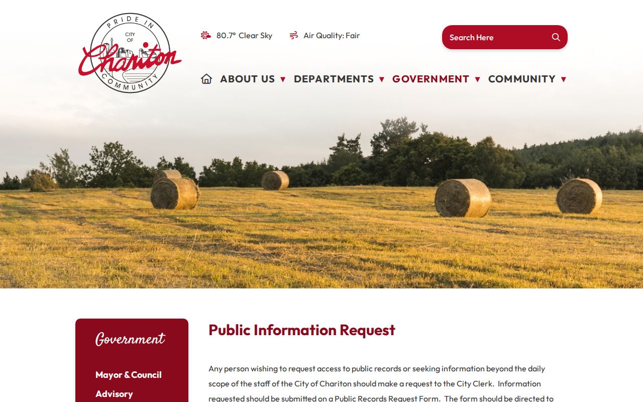 Chariton public-information instructions for city and police records